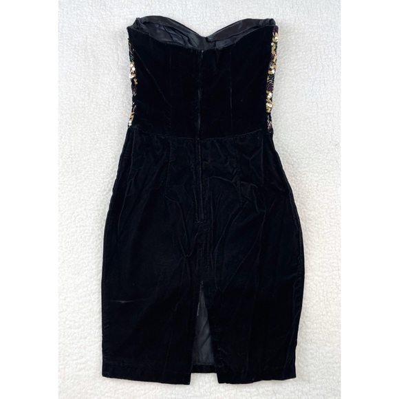 (VTG) JESSICA MCCLINTOCK • Gunne Sax Black Velvet Sequin Strapless Mini Dress - Picture 8 of 16